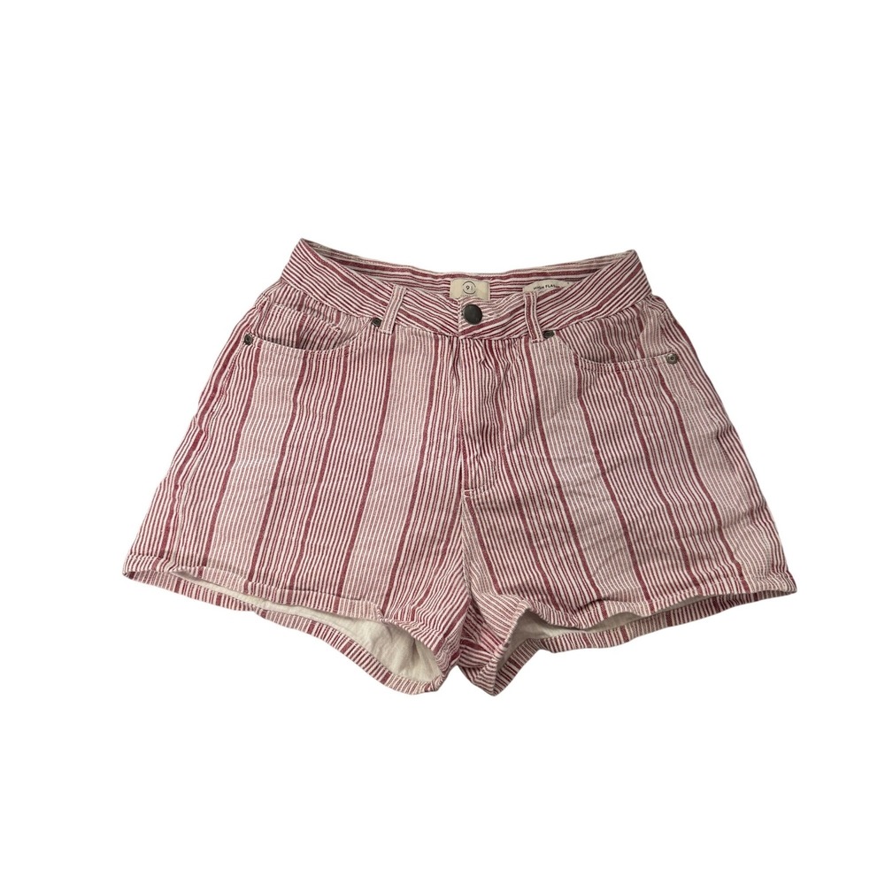 Cotton On High Flashback Shorts Womens Size 8 Red White Striped Excellent Denim